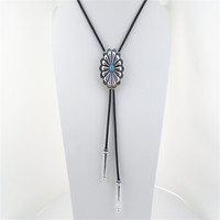 Collier Lariat en pierre turquoise en alliage de zinc à la mode chinoise avec chaîne à brins unisexe marque colorée-vente en gros