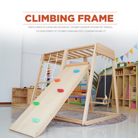 Marco de escalada interior de madera maciza para niños Combinación de tobogán pequeño para entrenamiento sensorial Juego interactivo para bebés Marco de madera