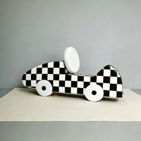 Voiture à bascule en mousse à motif à carreaux personnalisé, jouet de jeu de rôle pour enfants, pour aire de jeux intérieure et extérieure, idéal pour la location lors d'événements, de fêtes et de centres commerciaux
