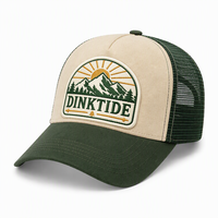 Casquette de camionneur en daim bicolore avec patch tissé personnalisé pour la randonnée, le camping et les voyages