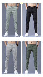 2022 pantaloni primavera estate uomo Stretch coreano Casual Slim Fit elastico in vita Business <span class=keywords><strong>classico</strong></span> blu pantaloni uomo nero <span class=keywords><strong>grigio</strong></span> 28-38 - Product Image 4