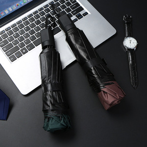 Business Advertising Custom Manual UV-Resistant Sun Rain Dual-Use Three-Fold Black Rubber Umbrella Wholesale