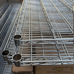 מדפי גלגלות אנטי-סטטיים מצופים כרום, מבנה רשת תיל מעובה, מדפי אחסון ביתיים ותעשייתיים - Product Image 2