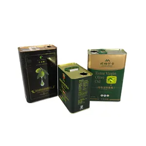 Empty 500ml 1000ml Rectangle Edible Cooking Oil Packaging Olive vegetable oil Tin Can with Plastic stretch lid