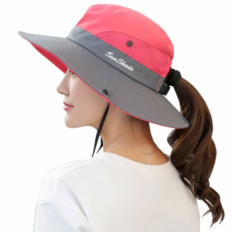 Xianniao Best Seller UV Protection Travel Hiking Fishing Travel Foldable Wide Brim Ponytail Beach Summer Sun Hats For Mens Women