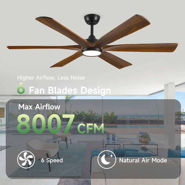 60" Ultra Quiet BLDC Ceiling Fan with Dimmable LED Light