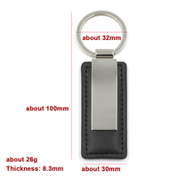 Porte-clés de voiture en cuir véritable PU, forme rectangulaire, accessoires de luxe en métal avec logo personnalisé du fabricant