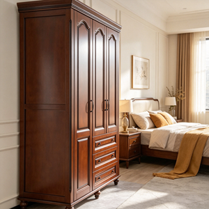 Armario Tradicional de Madera Maciza con Puertas de Panel Elevado y Diseño con Bisagras, Gran Capacidad, Estilo Antiguo - Product Image 2