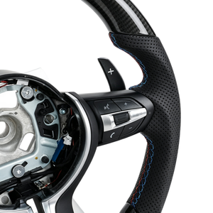 Volante Multifuncional Calefactable de Fibra de Carbono Genuina para <span class=keywords><strong>BMW</strong></span> M Sport F30 F10 E90 con Levas de Cambio, <span class=keywords><strong>Precio</strong></span> de Fábrica - Product Image 5