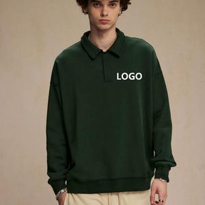 Sudadera Polo Extra Grande de Algodón Verde para Hombre con Estampado de Logotipo Frontal, Ropa Casual de Otoño - Product Image 1