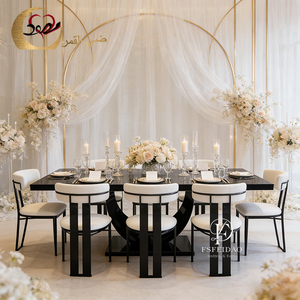 Banquet Hall Rectangle Iron Black Metal Wedding Dining <b>Table</b> for <b>Party</b> - Product Image 2
