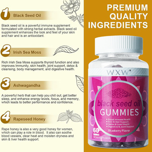 Custom Designed Organic Black Seed Oil Gummy Diet Healthcare <b>Supplements</b> Skin Hair Health <b>Detox</b> <b>Liver</b> Health Candy - Product Image 4