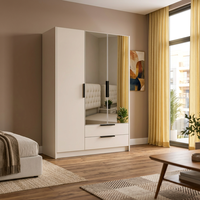 Armoire moderne en bois à 3 portes avec miroir, armoire de rangement pour chambre à coucher, tiroirs multifonctionnels pour le rangement des vêtements, pour le salon, l'école