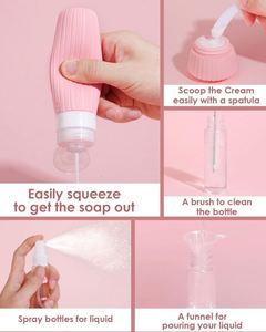 Bouteilles de voyage en silicone portables, anti-fuite, rechargeables, approuvées par la TSA, pour le camping, la gym, les cosmétiques et le shampoing - Product Image 4