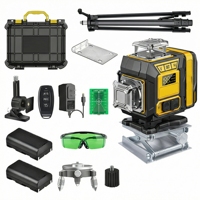 Niveau laser 4D 16 lignes avec trépied 1m, faisceau lumineux vert, auto-nivelant industriel/DIY, batterie lithium 18650, garantie 1 an