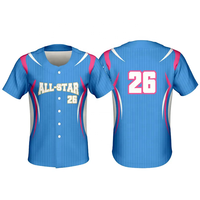 Set Jersey Baseball Sublimasi Custom, Bernapas, Cepat Kering, Seragam Tim dengan Nama dan Nomor untuk Pria