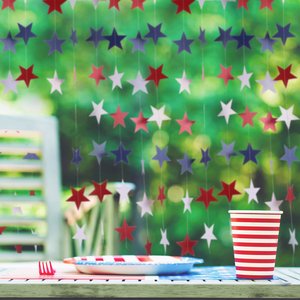 Hstyle 4 metros 33 estrellas rojo blanco azul Serpentinas de estrellas 4 de Julio decoraciones guirnalda de papel fiesta patriótica Serpentinas de estrellas - Product Image 3