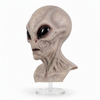 Masque en latex gris extraterrestre, tête et épaules entières, masque d'Halloween réaliste avec de grands yeux amande, 5 couleurs pour cosplay