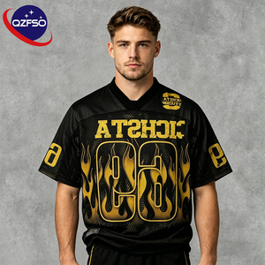 QZFSO Custom Hip Hop Vintage Sublimation Soccer T Shirt American Football Uniform <b>Top</b> Rhinestone Mesh Fabric Rugby Sport Jersey - Product Image 1