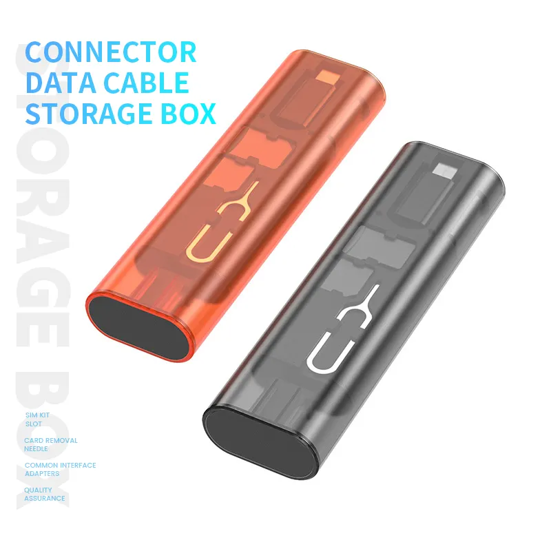Multi Functional Travel Sd Card 6 In 1 Otg Adapter Cable Case Storage Box IOS Micro Type C Charging Usb Cable For Phone