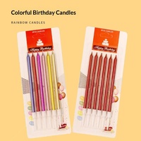 Bunte Metallische Geburtstagskerzen Regenbogen Lange Dünne Tortenkerzen Happy Birthday Dekoration Partyzubehör für Kinderpartys