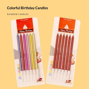 彩色金属生日蜡烛 彩虹长细蛋糕蜡烛 生日快乐装饰派对用品 儿童派对用品 - Product Image 2