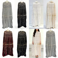 Abaya de luxe noir et or perlée à la main pour femme, robe longue musulmane modeste à manches cape, abaya de soirée formelle pour l'Aïd, Moyen-Orient, ODM