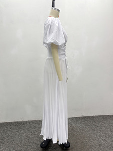 Vestido Casual Blanco con Cuello en V para Mujer, con Cordones en la Parte Delantera, Talla Grande, Tipo Bata, Maxi Vestido, Tallas S-2XL - Product Image 3