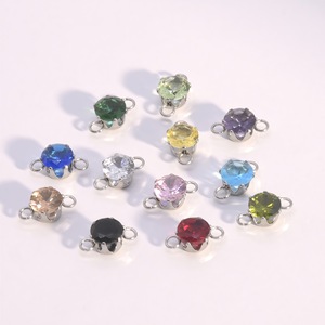 Crystal Zirconia Pendant 6mm Round Stainless Steel Prong Holder DIY Jewelry Accessories Charms for <b>Bracelet</b> Necklace - Product Image 4