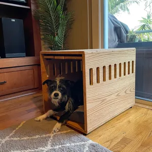 Solid Wood Luxury Dog Kennel Furniture Indoor Dog Crate Furniture Side Cabinet Table Modern Dog Crate