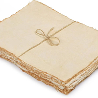 Papier aquarelle vintage fait main à bords frangés, 50 feuilles, 160 g/m², coton épais, aspect vieilli, pour dessin, encre, croquis et lettrage