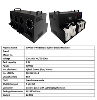 Machine à bulles automatique RGBW 4 roues 3000W avec fumée pour scène, discothèque, événement, fête, club