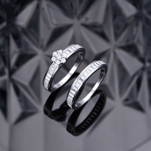 Ada Schmuck Sofort Lieferbar Geringe Mindestbestellmenge 1 Stück Verlobungsgeschenk <span class=keywords><strong>Sterling</strong></span> Silber Damen S925 Zweiteiliges Zirkon-Ringset - Product Image 2