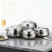 Set Peralatan Masak Dapur Orchid 4-Piece Berlapis Baja, Anti Karat, Minimalis Modern, Kapasitas Besar, Isolasi Dua Lapis