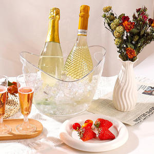 D&Z Unzerbrechlicher PET-Kunststoff Eiskübel für Bar, Club, Zuhause, Party, Bierkühler mit Individuellem Logo, Transparent, Rund, 4L, Tragbar, Modernes Design - Product Image 4