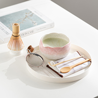 Ensemble de thé matcha japonais personnalisé OEM ODM avec logo, 8 pièces, bol à matcha en céramique effet craquelé, kit de cérémonie du thé à bord cannelé, fouet en bambou, boîte cadeau