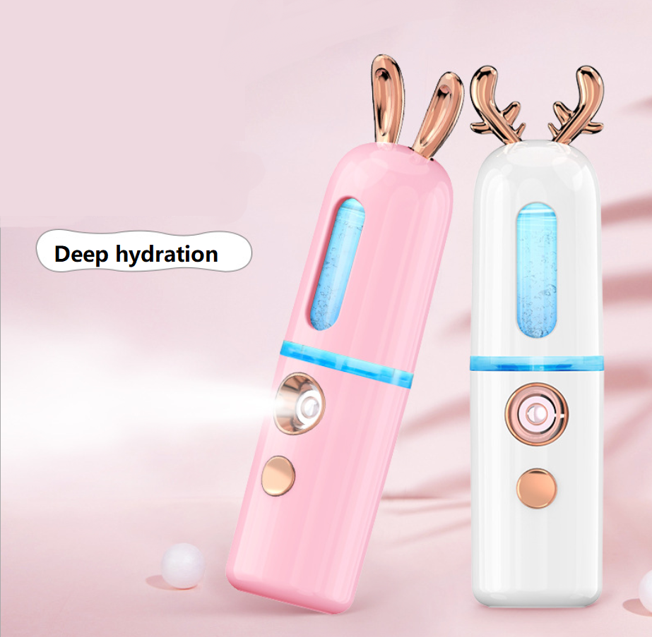 Mini Nano Mist Sprayer Water Replenishment Instrument Deer Sprayer Anion Nano Handheld Atomizer Moisturizing Facial Steamer 30ml