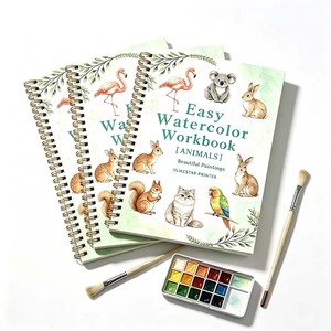Carnet de coloriage personnalisé OEM en aquarelle, fleurs et animaux, papier coton texturé 300 g/m², reliure spirale, impression - Product Image 1