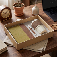 Ensemble cadeau écologique : carnet, stylo et mug, avec logo personnalisé, souvenir d'entreprise, cadeau de bureau