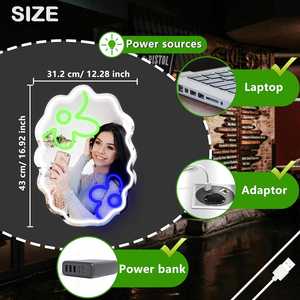 Enseigne néon LED Anime avec motif fleur et nuage, miroir lumineux, alimentation USB, intensité réglable, multicolore pour la maison et les centres commerciaux - Product Image 5