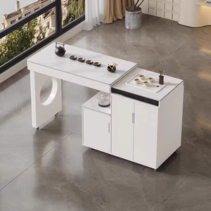Tavolino <span class=keywords><strong>da</strong></span> Caffè Nordico di Lusso con Bollitore Integrato e Piano in Pietra Luminosa, Vendita Diretta dalla Fabbrica - Product Image 1
