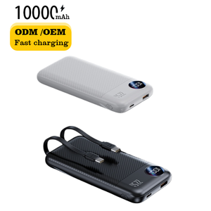OEM/<span class=keywords><strong>DOM</strong></span> Nouveau modèle PD22.5W Charge rapide 10000mAh avec charge rapide intégrée Double ligne Affichage numérique LED Banque d'alimentation mobile - Product Image 1
