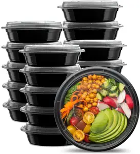 Microwavable Take Out Soup Bowl Fast Food Disposable Plastic Round Food Containers With Lids