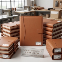 Protège-cahier multifonctionnel A4 personnalisé avec 1 bloc-notes ligné, pochette de rangement pour cartes bancaires, classeur en cuir