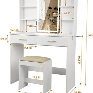 Tocador moderno 2025 con espejo y taburete Tocador de madera con espejo de lujo con cajones para <span class=keywords><strong>niñas</strong></span> - Product Image 4