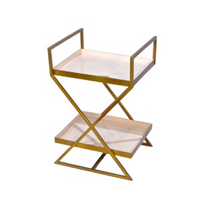 New Rectangular Design 2 Tier Enamel Tray <b>Side</b> <b>Table</b> Farmhouse Style Minimalist Iron <b>Table</b> for Living Room Bedroom <b>Sofa</b> <b>Table</b> - Product Image 2