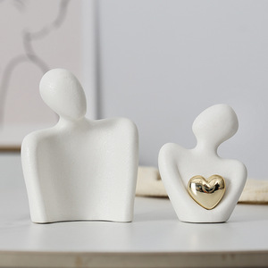 Estatua Moderna de Cerámica Art <span class=keywords><strong>Deco</strong></span>, Linda Figura de Pareja en Blanco y Negro, Escultura Decorativa para Soporte de TV, Regalo para el Hogar, Dormitorio o Fiesta - Product Image 6