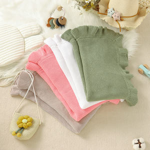 Mimixiong approprié confortable nouveau-né bébé taille à volants coton Swaddle Jacquard réception tricoté couleur neutre couverture Wrap - Product Image 2