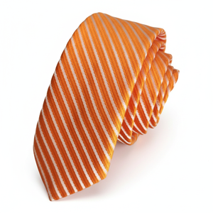 Corbata de moda delgada tejida de Jacquard naranja y auto-rayas exclusiva de Exve de Turquía - Product Image 2