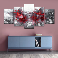 Peinture de paysage moderne en 5 parties, impression de fleurs de lys sur toile, décoration murale intérieure